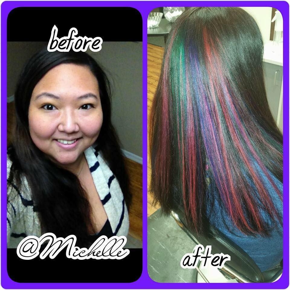 Before and after with vivid streaks