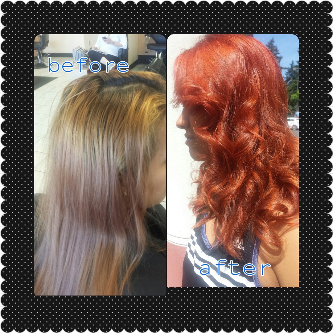 Before and after copper red color