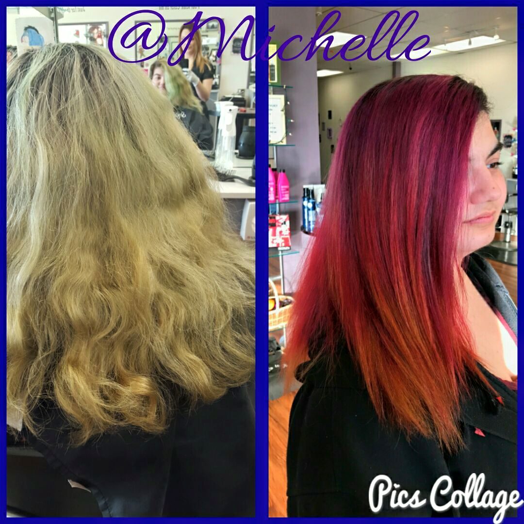 Before and after vivid red color